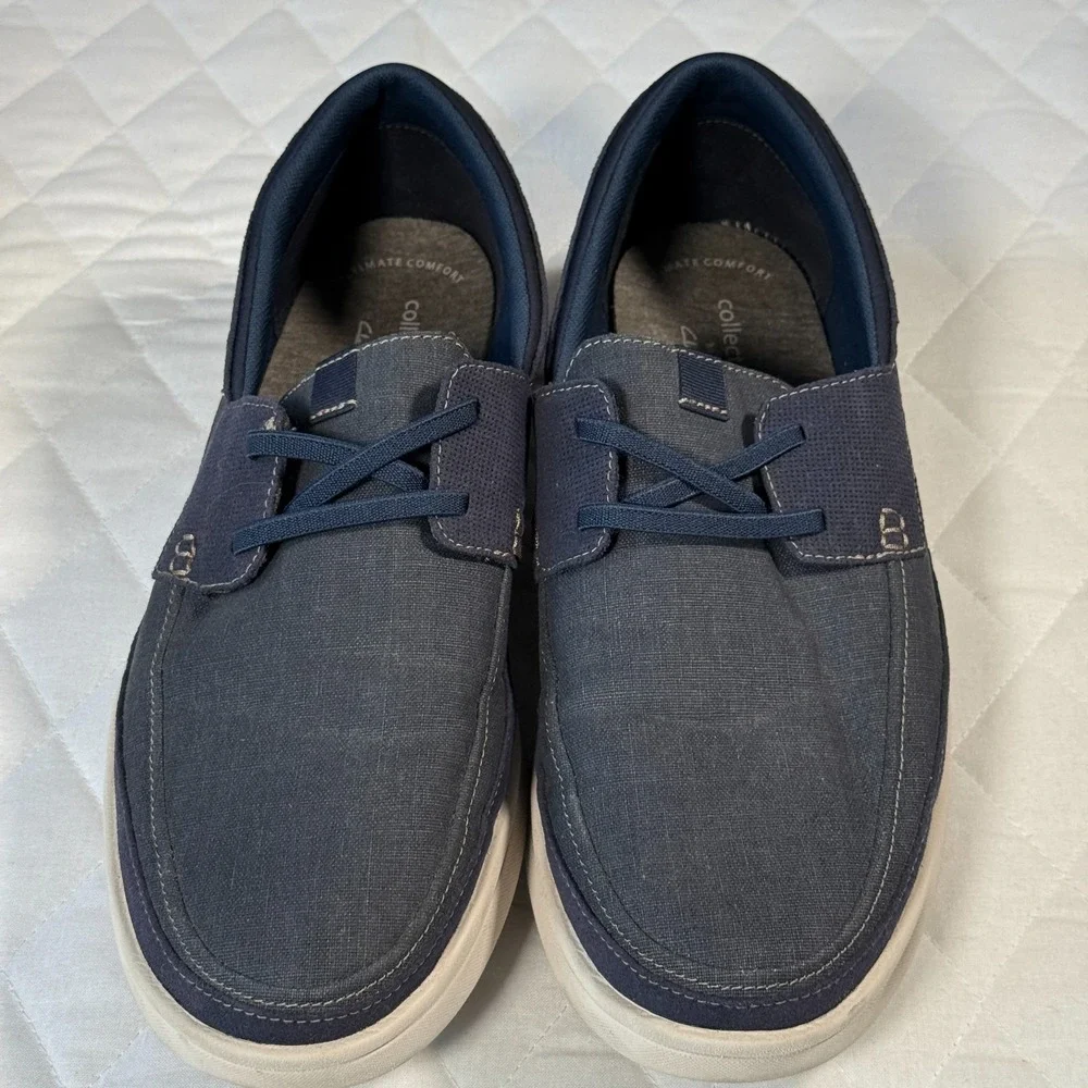 Clarks Collection Men's Navy‎ Canvas Casual Lace Up Shoes Comfort Sole Size 11M